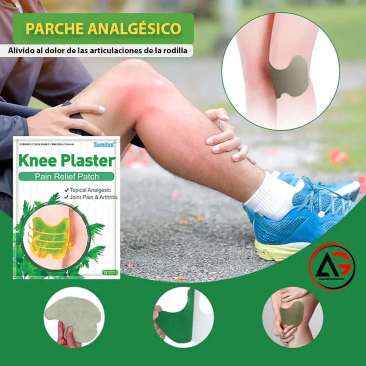 KINEE PRO | PARCHE NATURAL ANALGÉSICO PARA EL DOLOR DE RODILLA Y ARTICULACIONES