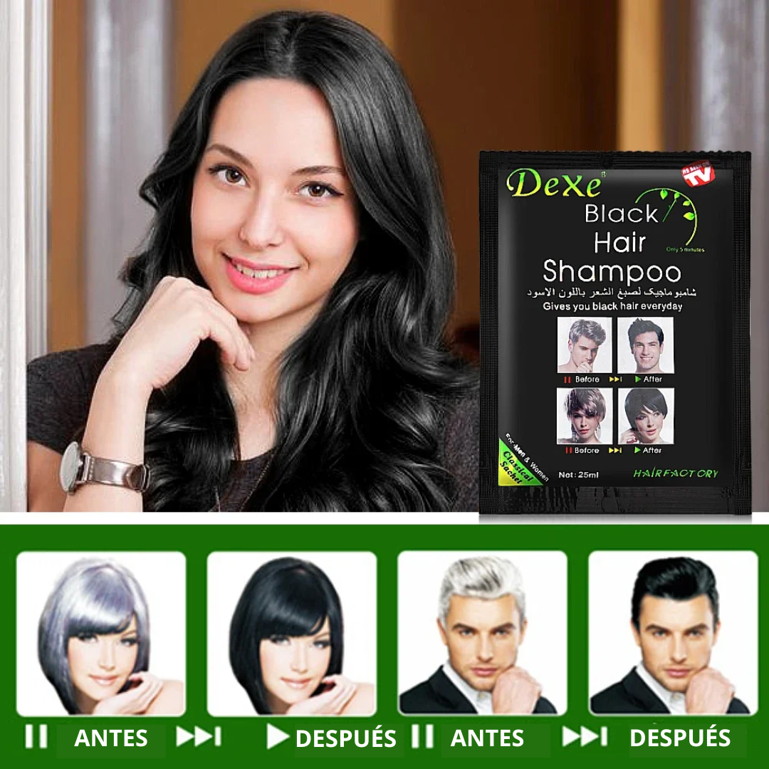 BlackHair® | Shampoo cubre Canas en 5 minutos | Duración Prolongada | Negro